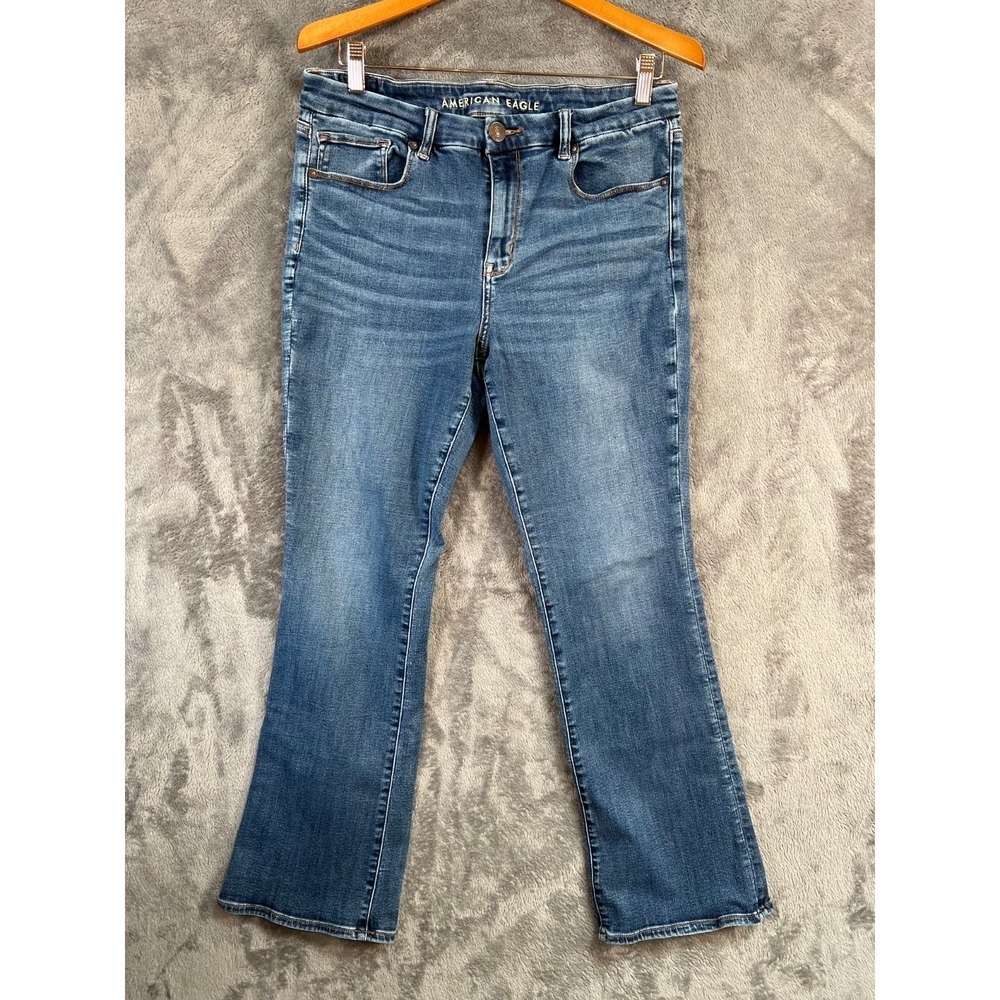 American Eagle Jeans Womens 12 S 32x29 Blue Curvy High Rise Skinny Kick Stretch